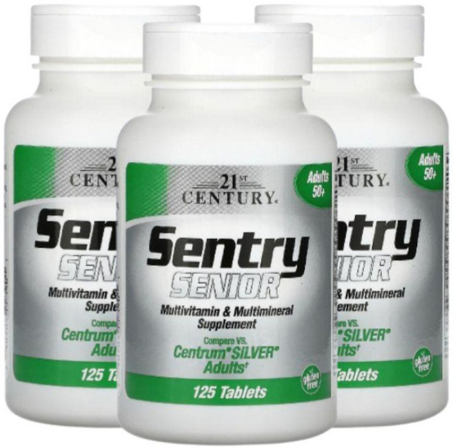 21st Century 센트리 시니어 종합비타민 및 종합미네랄 보충제 50세 이상 성인용 125정, 3개