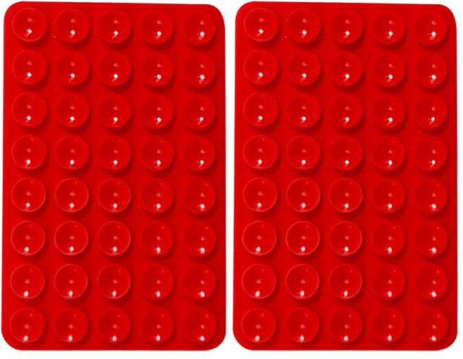 비온엑스 문어빨판 휴대폰 실리콘 양면 흡착식 패드, 2개, 레드