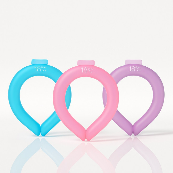 [1+1] 파워쿨 넥밴드 아이스링 냉각목걸이 여름 무더위 쿨링, 퍼플, 핑크, 1개