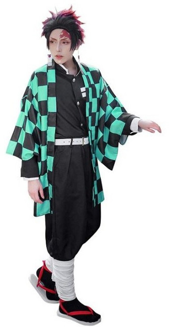 코스모눅 귀멸의 칼날 코스프레 의상 풀세트 성인용 메인 캐릭터 3인방, 탄지로, M, 1세트