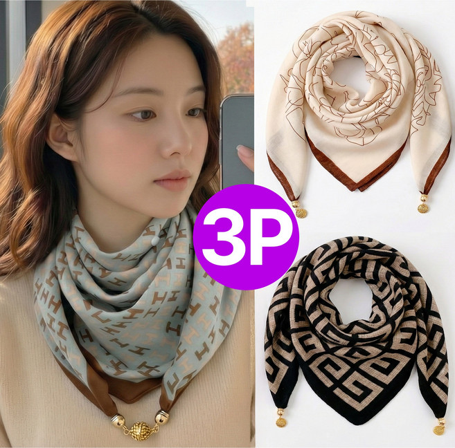 다르앤 여성 스카프 자석 쁘띠 고급 3종세트