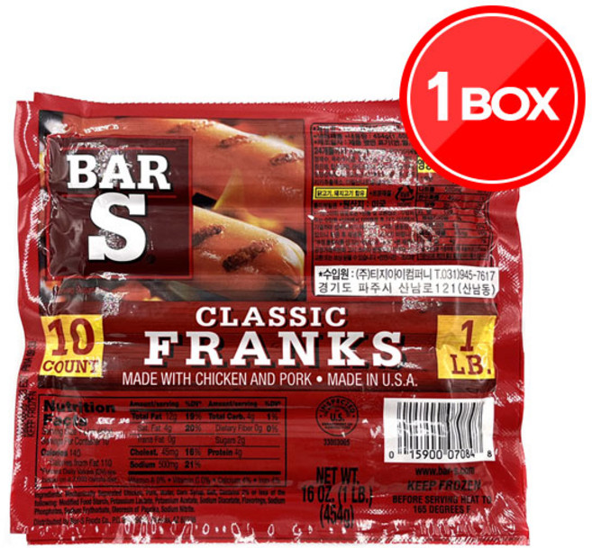 바스 클래식 프랑크 소세지 454g 24개입 업소용 부대찌개 재료 핫도그 캠핑요리, 24개