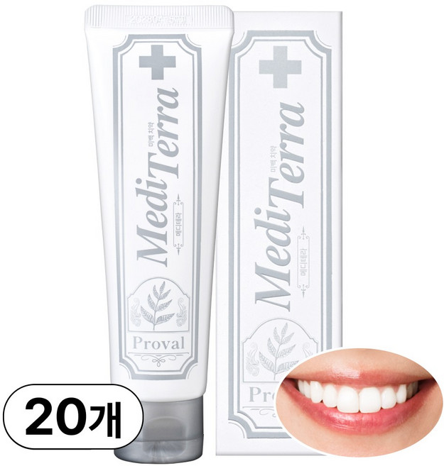 프로벨 메디테라 미백치약 특허성분함유 화이트닝 구취제거+제조사책임보험, 20개, 100g