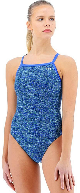 TYR 여성용 Durafast 엘리트 다이아몬드핏 수영복 178435, Blue/Green Lapped