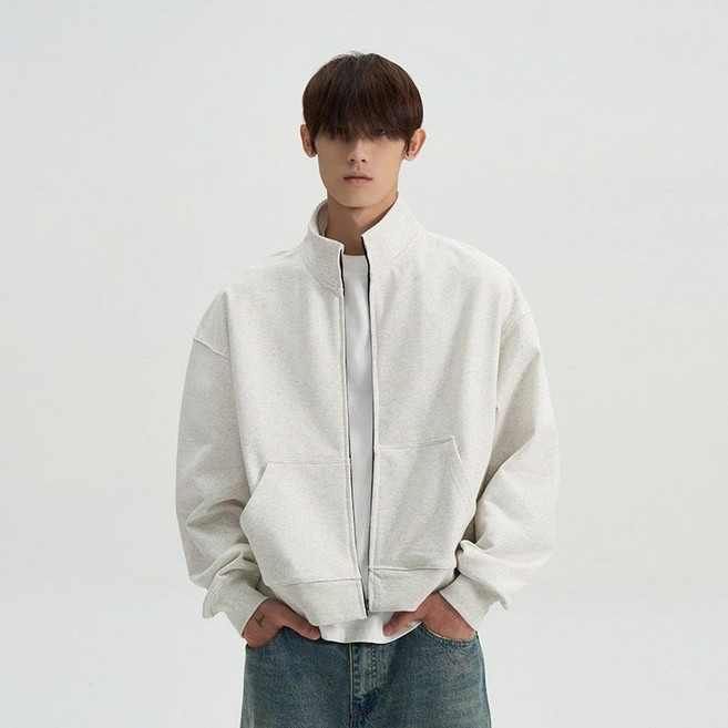 봄 가을 남성 긴팔 아우터 캐주얼 루즈핏 점퍼 남성 차이나넥 집업 재킷 LZH