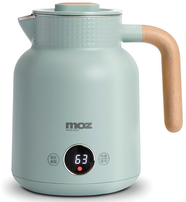 모즈스웨덴 온도표시 전기티포트 무선 커피포트기 보온 온도조절 분유 스텐 1L MC-1500 설정온도유지, MC-1500BG(블루이시그린)
