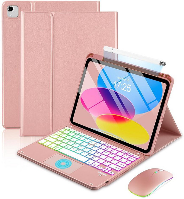 MePadKey Touchpad Keyboard Case for iPad A16 11th/10th Generation/Air 11 inch M4 M3 M2/Air 5th 4th, Rose Gold