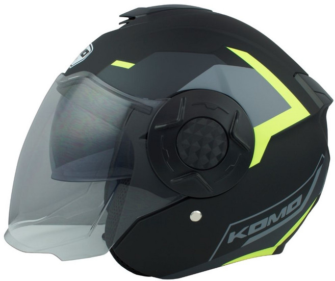 코모 6250 오토바이 오픈페이스 헬멧 이너쉴드 내장형 초경량 950g, 무광검정 REX (투명쉴드)