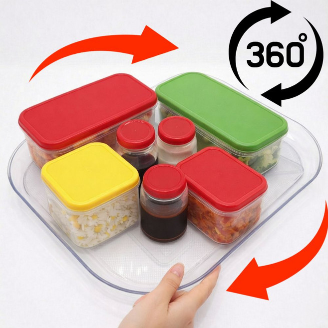 쿠픽스 냉장고 회전트레이 정리 수납선반, 1개, 투명