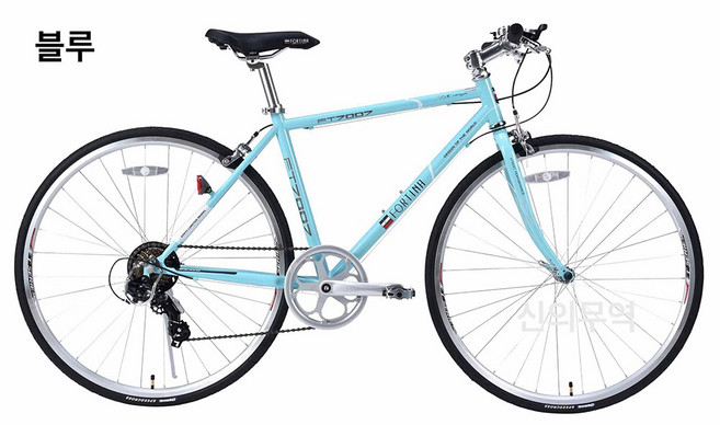 SUWIT 700C 하이브리드 자전거 성인용 출퇴근용 시마노 변소기 경량 프레임 700Cx28C타이어, 블루/STYLISHMINT, 1개