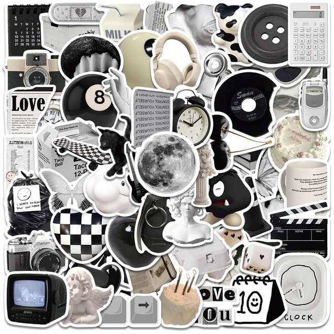 노트북 다꾸 폰꾸 캐리어 다이어리 꾸미기 감성 조각 스티커, 1개, 블랙