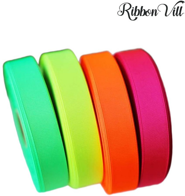 리본빌 고급 무광 골직 리본 롤리본 골지리본끈, 6mm, 형광주황