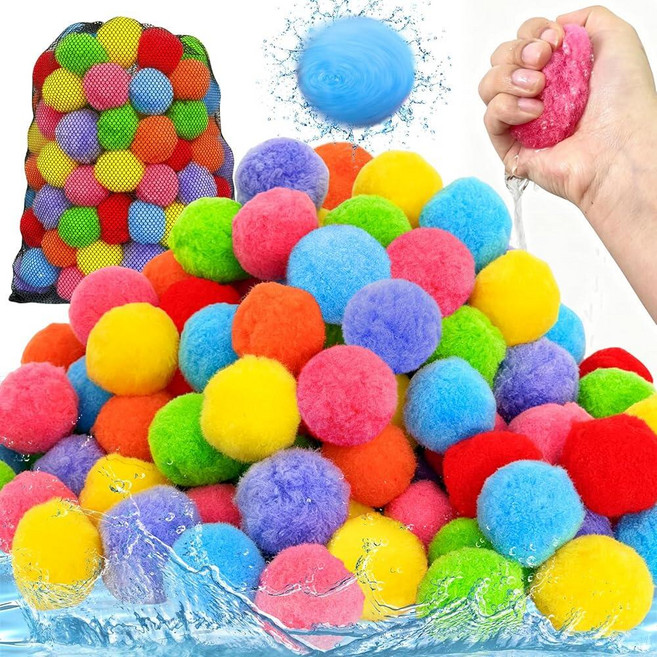 Blvochnnt 120Pcs Reusable Water Balloons Soft Splash Soaker Balls with Mesh Bag Summer Absorbent B, Blvochnnt 120Pcs Reusable Wate