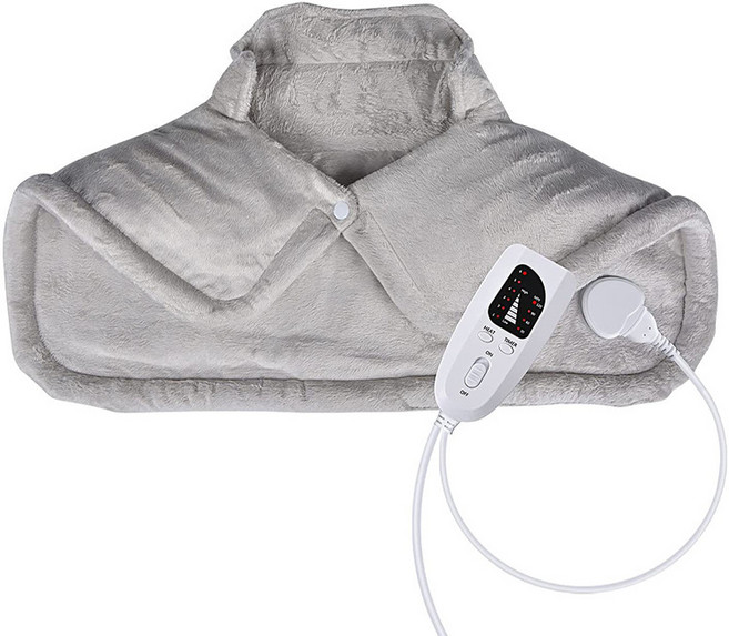 어깨 목 온열 담요 어깨 숄 전기담요 가열패드 보온선물6단 온도조절 4단 타이머 보온 선물, 아이보리