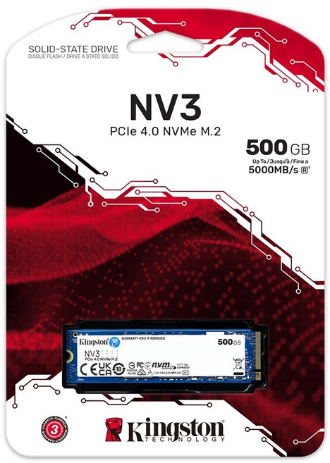 金士頓 Kingston NV3 PCIe 4.0 NVMe M2 2280 SSD 固態硬碟, 500GB, SNV3S