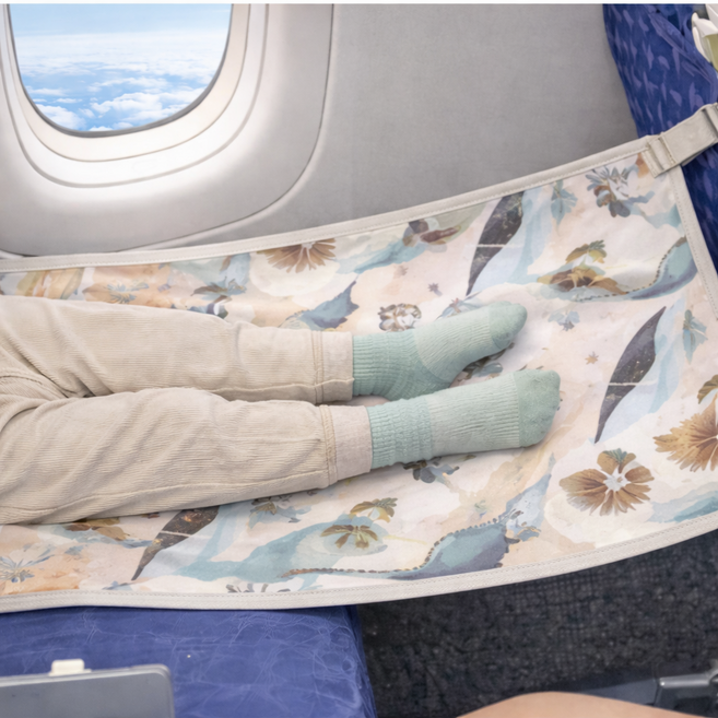 벨라마마 비행기침대 기내용 기차 해먹 발걸이, 1개, 블루베이지