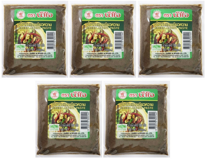 태국 커리 페이스트100g 종류별 100그램제품 Thai curry paste 페이스트 worldfood Green Curry Paste, 100g, 5개