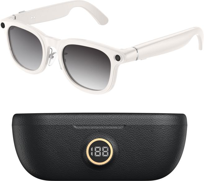 신형 800만 고화질 AI 스마트 안경은 3600mAh 대용량 충전창 안정 촬영 번역 안경을 갖추고 있습니다., 흰색 변색 안경+블랙 충전소, X01