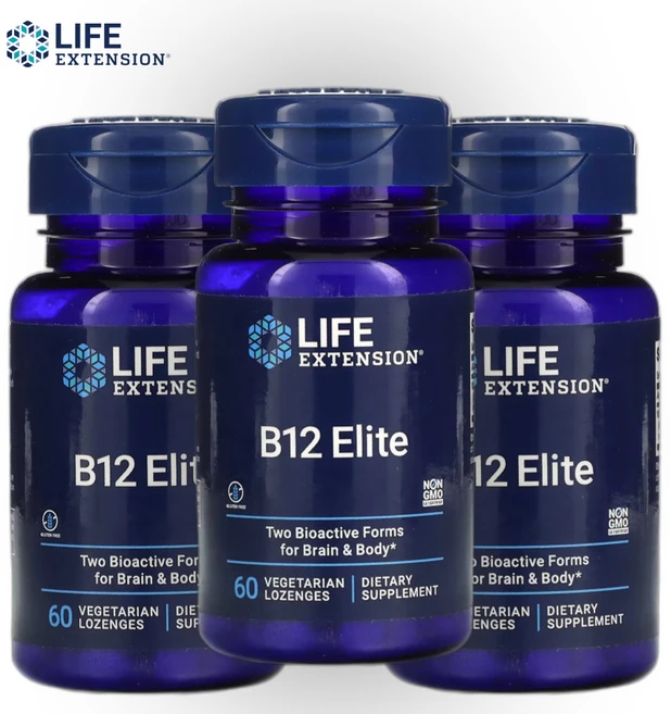 라이프익스텐션 Life Extension B12 엘리트 Elite 60로젠지 3개, 60정 - 쿠팡