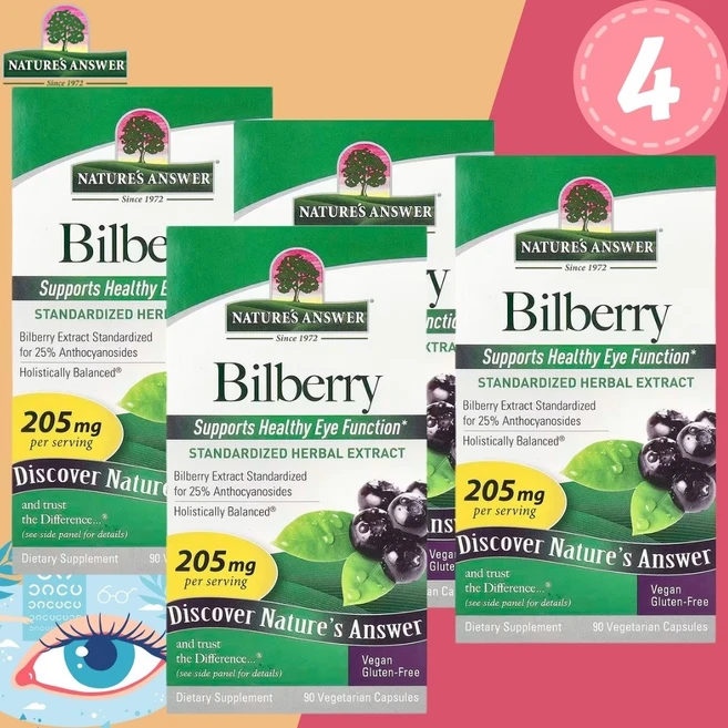 네이처스앤써 빌베리 추출물 안토시아닌 90캡슐 4개, 90정 - 쿠팡