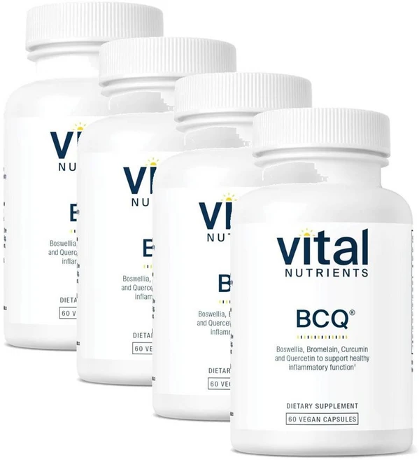 바이탈 뉴트리언츠 보스웰리아 브로멜라인 커큐민 퀘르세틴 서플리먼트 캡슐 Vital Nutrients BCQ, 4개, 60정 - 쿠팡