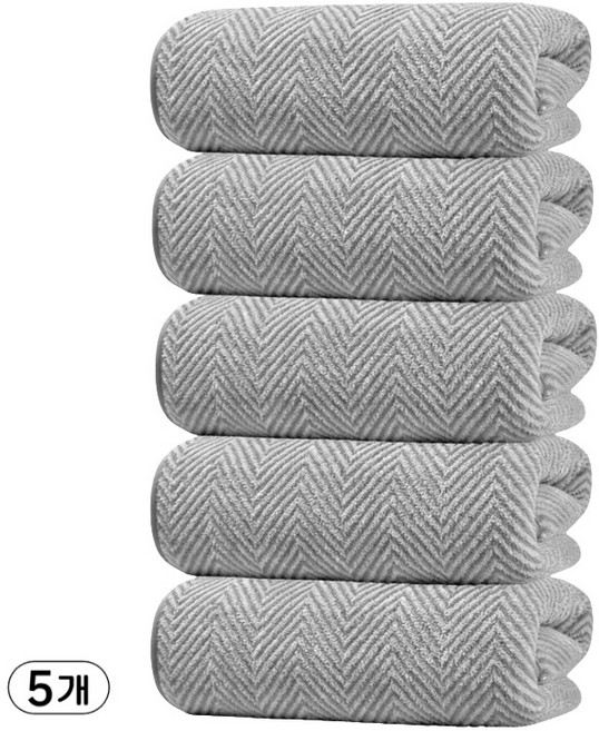 Ahomeone 호텔 수건 고흡수력 극세사 먼지없는 수건 세면 타월 130g, 그레이, 5개