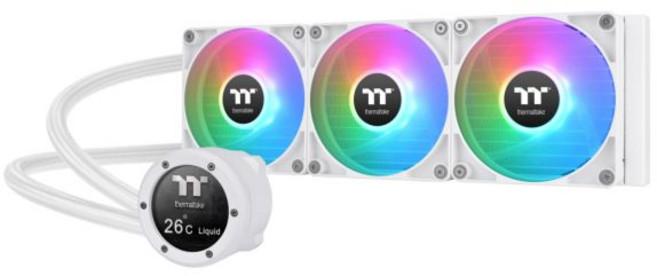 Thermaltake써멀테이크 TH360 V2 울트라 ARGB Sync/AlO 액체 냉각기/ARGB 팬 120 3/PWM 5001500rpm/Water Block 2.1인치 L, LCD_360mm | White, 1개