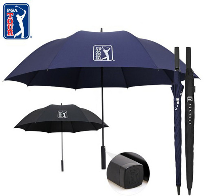 (우산판촉도매)PGA투어 70자동장우산 스퀘어핸들 190T원단 초발수방수 자외선차단 우양산