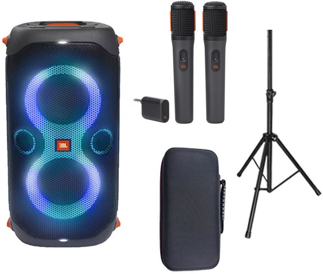 JBL 블루투스 스피커 파티박스110 PARTYBOX110+PARTYBOX WIRELESS MIC+마이크 파우치+스피커스탠드 4종셋트