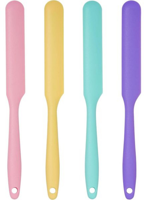 4pcs 실리콘 주걱 세트 내열 케이크 크림 버터 반죽 스크레이퍼 논스틱 유연 베이킹 조리 도구 4가지 색상 다색, mix color-3
