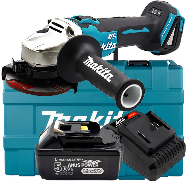 마끼다 DGA404 18V 5.0Ah 호환 배터리 1개 일반 충전기 세트 4인치 충전 그라인더 핸드 무선 앵글 전동 그라인더