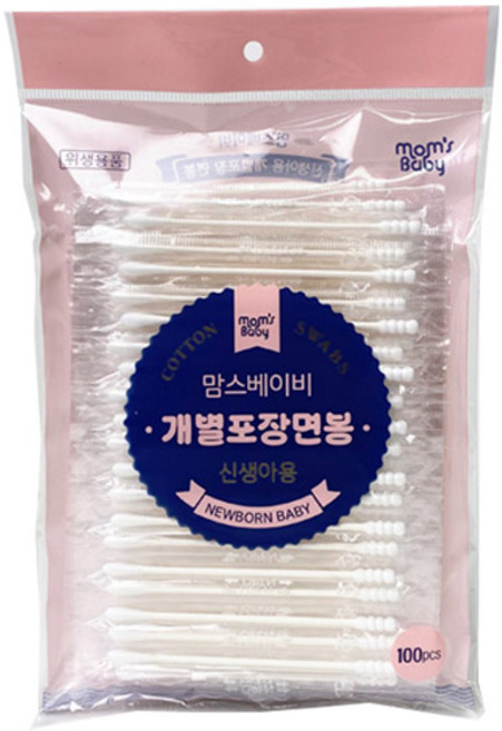 맘스베이비 신생아용 개별포장 면봉, 100개입, 1개