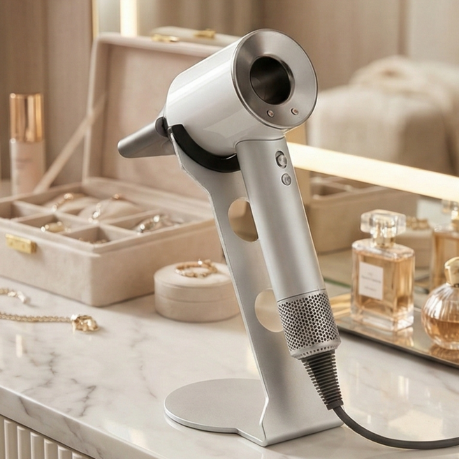 홈프로 드라이기 스탠드 거치대 무타공 마그넷, 실버, 1개