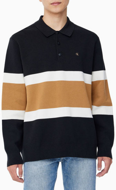 백화점정품 캘빈클라인 티셔츠 [캘빈클라인 진]남성 레귤러핏 스트라이프 버튼 폴로 긴팔 티셔츠(4RB301G-UB1) 남친선물 공용반팔 면티 운동복[캘빈클라인 운동복