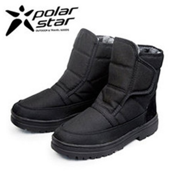PolarStar 男款保暖防潑水雪靴 P23627 黑色 內鋪毛 防滑鞋底