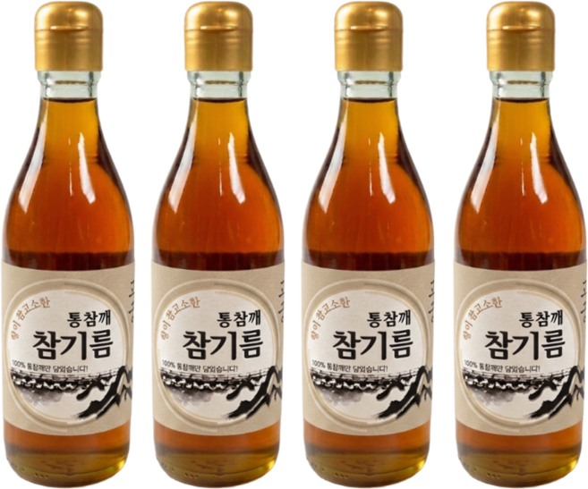 고궁 전통압착 고소한 통참깨 100% 방앗간 참기름, 4개, 350ml