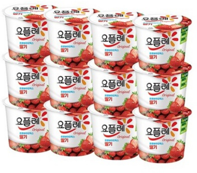 빙그레 요플레 딸기홈180g무료배송, 180g, 12개