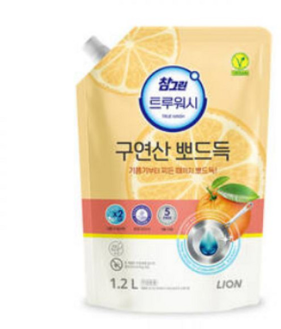 참그린 구연산 뽀드득 주방세제 오렌지향 1.2L 리필