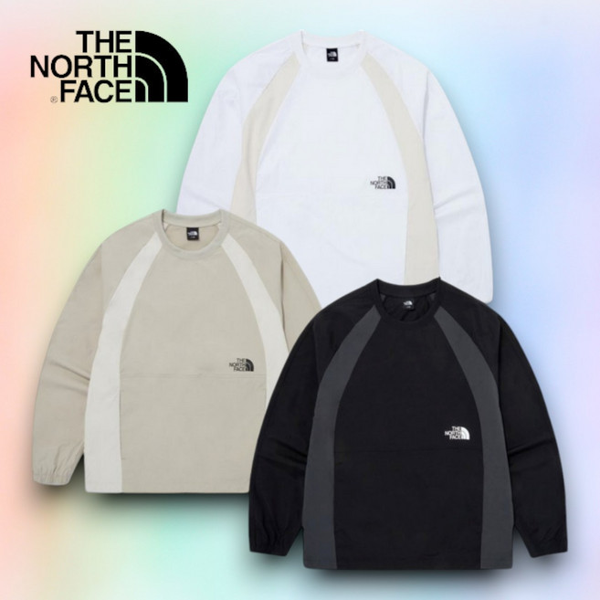 [100%매장정품] 노스페이스 남성 맨투맨 컬러 블럭 루즈핏 우븐 스웨트셔츠