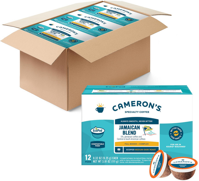 카메론스 커피 싱글 서브 팟 자메이카 블루 마운틴 블렌드 Cameron's Coffee Single Serve Pods Jamaican Blend 12 Count (Pack, 자메이카 블렌드, 12개(6팩), 1개