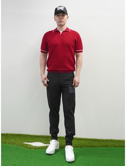 마스터베어 럭스골프 남성용 사이드밴드 반사 라인 텐션 조거 팬츠 MS25MV157