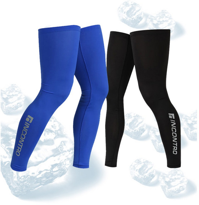 COOL 자외선차단 냉감 쿨링 스포츠 쿨 토시 다리토시 발토시 레그토시 남성용 여성용, 스트라이프 (블루), 1개