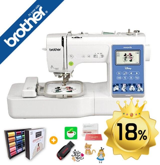 부라더미싱 이노비스 M380D 가정용 미키 디즈니 자수겸용 미싱 무선기능 및 아스트피라