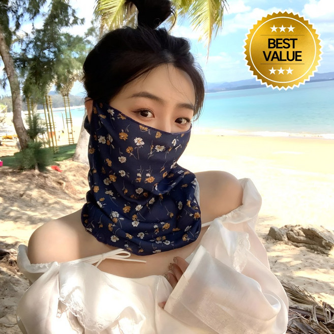 맑음라인 햇빛가리개 꽃무늬 여름 자외선 차단 얇은 안면 마스크