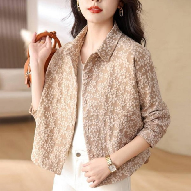 은창]입체 플라워 패턴 로맨틱 셔츠 자켓 점퍼 아우터 바람막이 겨울 가을 봄 잠바 코트 여성 외투
