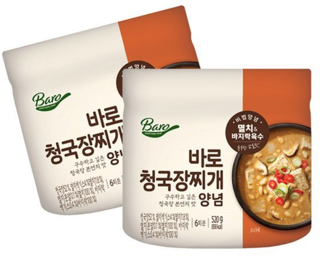 냉장 아워홈 바로 청국장찌개양념 용기형 520g, 1개