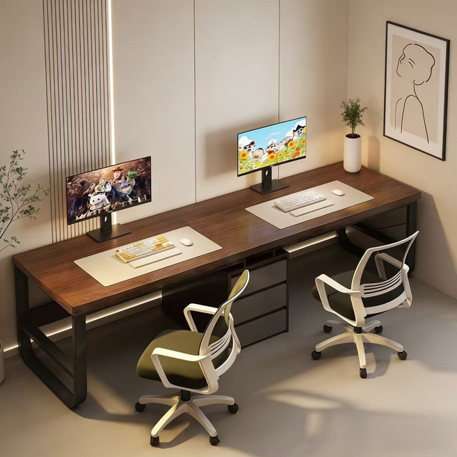 YAPOGI 2인용 컴퓨터책상 게이밍다용도 책상 사무실 더블 멀티 데스크 모던 2인용, 블랙