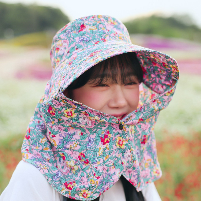 라핑 썬캡 꽃무늬 농부 밭일 농사 모자
