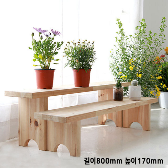 데코밸런스 화분받침대 원목 완제품 화분 진열대 정리대 선반 다이 24개 사이즈 (개별상품), 1단, 원목800X200X170