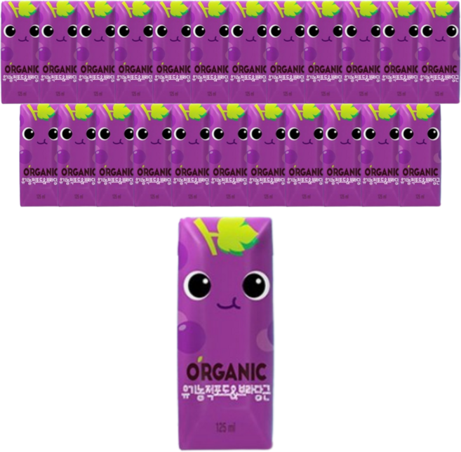 크니쁘니 오가닉주스 적포도 125ml 24개, 크니쁘니 오가닉주스 적포도, 125ml, 24개